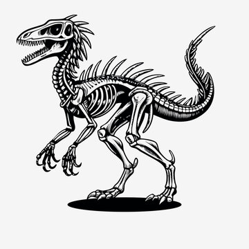 black and white dinosaur skeleton clip art preview