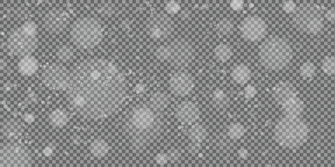 Light abstract glowing bokeh lights. Light bokeh effect isolated on transparent background. Christmas background from shining dust. Christmas concept flare sparkle. White png dust light.