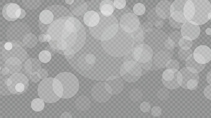 Light abstract glowing bokeh lights. Light bokeh effect isolated on transparent background. Christmas background from shining dust. Christmas concept flare sparkle. White png dust light.