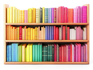 Fototapeta premium A shelf full of books with a rainbow of colors