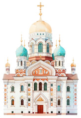 Fototapeta premium PNG Colorful Orthodox cathedral illustration