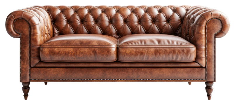 PNG Elegant vintage leather sofa
