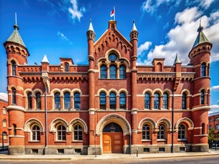 Historic Red Brick Building With Arched Windows And Crenellated Facade, Known For Its Historical Significance In The City'S Security Apparatus.