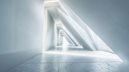 Grey Geometric Corridor, Generative AI Illustration