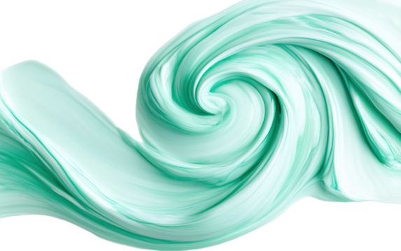 A quiet swirl of mint green on transparent background, png	