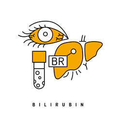 Bilirubin icon in outline style. Yellowing of skin and eyes.