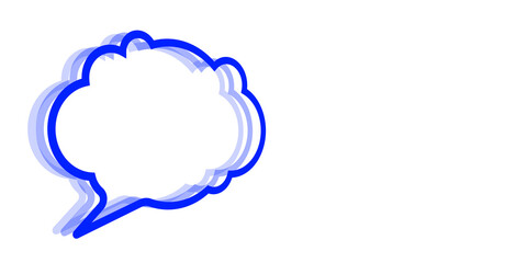 Blue speech bubble outline with multiple shadows, isolated on a white background. Concept of communication or dialogue. 3D Rendering