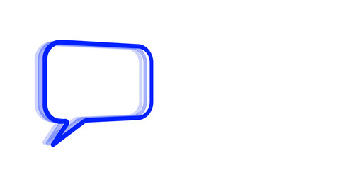 3D rendering of a blue speech bubble icon, isolated on a white background. Clean and minimalistic layout, suitable for communication concepts