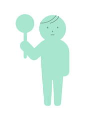 空白のプレートを持っている無表情な人のアイコン - レビューや評価のイメージのテンプレート素材
