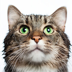 Fototapeta premium Wet Cat Isolated