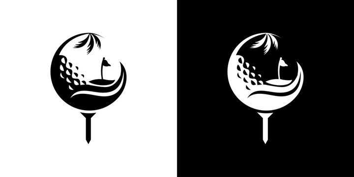 Beach and golf vector logo illustration.