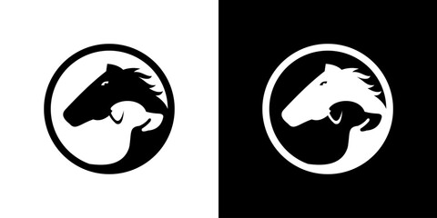 Horse and Dog Animal Logo Design Vector Template.