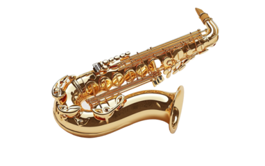 Saxophone on transparent background, png	