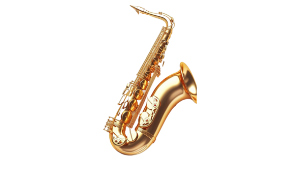 Saxophone on transparent background, png	