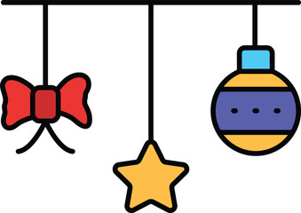 Festive Decorations Icon Illustration Featuring Holiday Cheer, Christmas Adornments, and Seasonal Joy