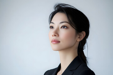 Business portrait of beautiful middle age Asian woman isolated on white background