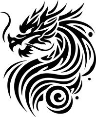 Obraz premium Discover the elegance of a tribal dragon silhouette in vector format