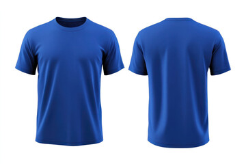 Naklejka premium Vibrant blue t-shirt showcasing front and rear angles