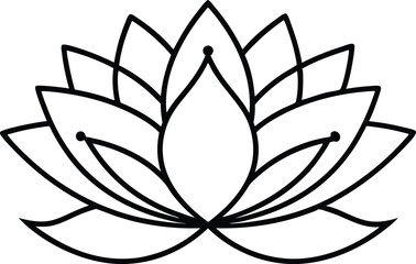 Lotus flower icon silhouette illustration on black and white