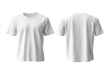 White blank T-shirt front and back view isolated.