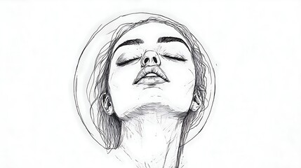 Fototapeta premium Minimalist Portrait of Woman with Head Tilted Back