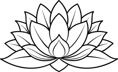 Lotus flower icon silhouette illustration on black and white