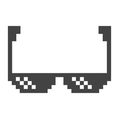 pixel cool black sunglasses vector illustration with transparent background