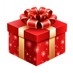 Gift box isolated on white background. Packaging with bow and ribbon.