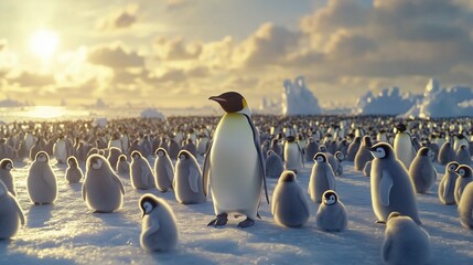 King penguins with their offspring in Antarctica. Nature and animals of Antarctica. The far north.