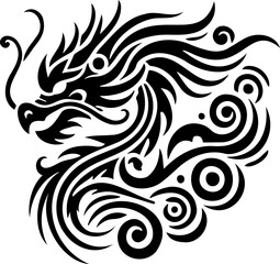 Fototapeta premium Ideal for tattoo tribal dragon designs, this mythical creature embodies Asian folklore 