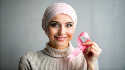 Young woman with Breast cancer ribbon