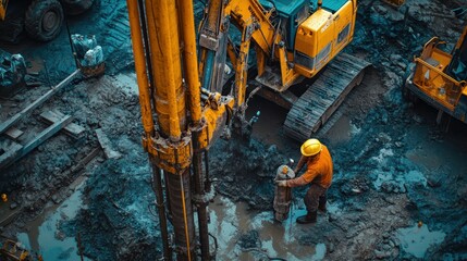 Experienced well driller precisely operating heavy machinery to bore a new water source, their expertise in groundwater extraction on full view