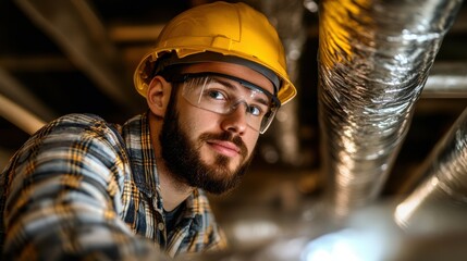 Skilled HVAC duct installer meticulously measuring and fitting custom ductwork, ensuring optimal airflow throughout a home