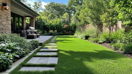 Fototapeta premium Dedicated landscaper expertly laying sod and grading the soil, their expertise in creating a lush, verdant outdoor space