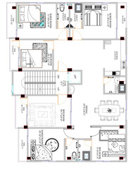 Architectural Floor plan Typical Autocad Floor Plan, 2D Drawing, House design