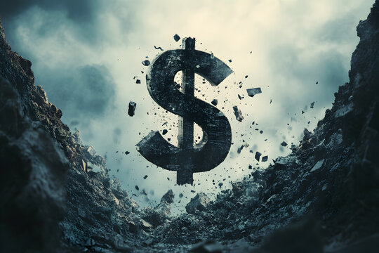 symbol breaking free and falling, financial uncertainty concept - Powered by Adobe
