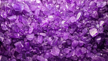 Naklejka premium Vibrant small purple crystals shimmering. Glittering stones. Wallpaper design.