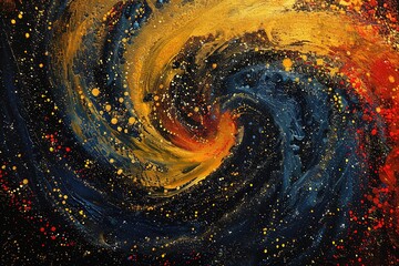 Fototapeta premium A spiral galaxy with a bright orange center