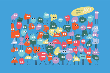 Set Cute Emotion Colored Shapes Graphics Elements 