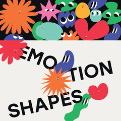 Set Cute Emotion Colored Shapes Graphics Elements 