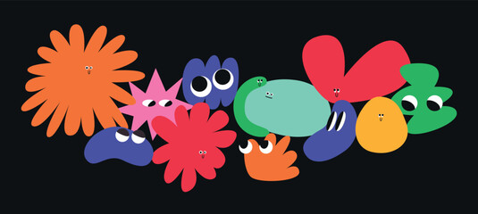 Set Cute Emotion Colored Shapes Graphics Elements 