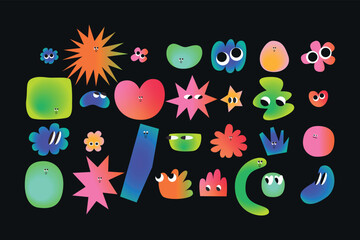 Set Cute Emotion Colored Shapes Graphics Elements 