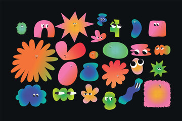 Set Cute Emotion Colored Shapes Graphics Elements 