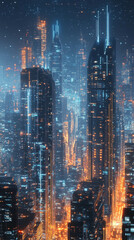 Fototapeta premium Vertical photo of a smart city