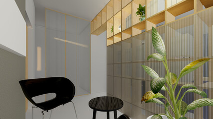 WARM STORAGE SPACE WITH VEGETATION AND BOOKS