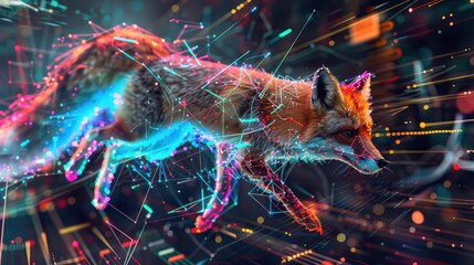 Digital Fox in a Neon Wonderland