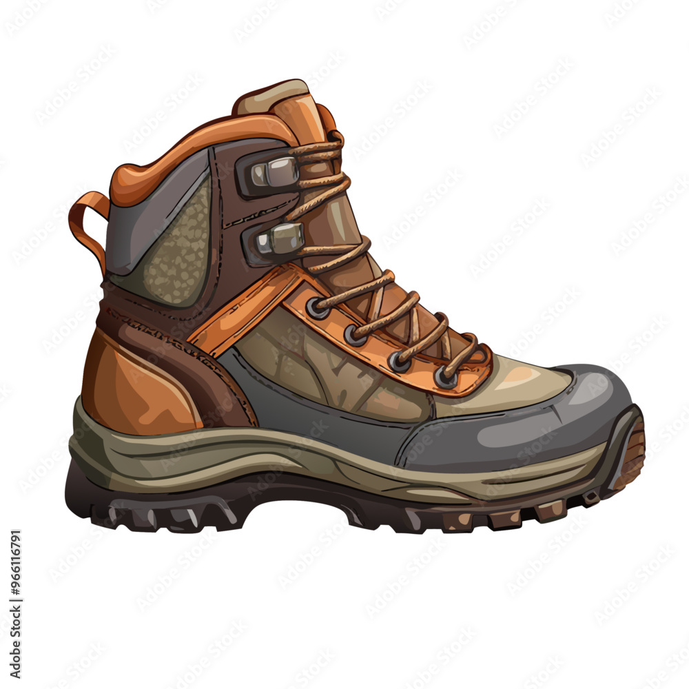 Wall mural rugged outdoor hiking boot illustration on a isolated white background (30)