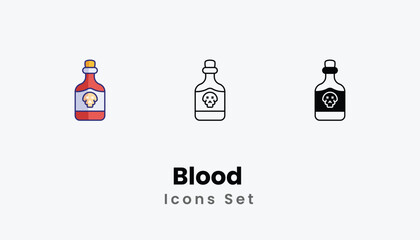 Blood  Icons thin line and glyph vector icon stock illustration