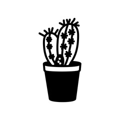 Tiny Cactus Decor Glyph Icon, Vector illustration