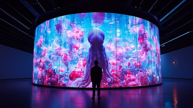 Octopus Underwater: Digital Art Projection Mapping Installation